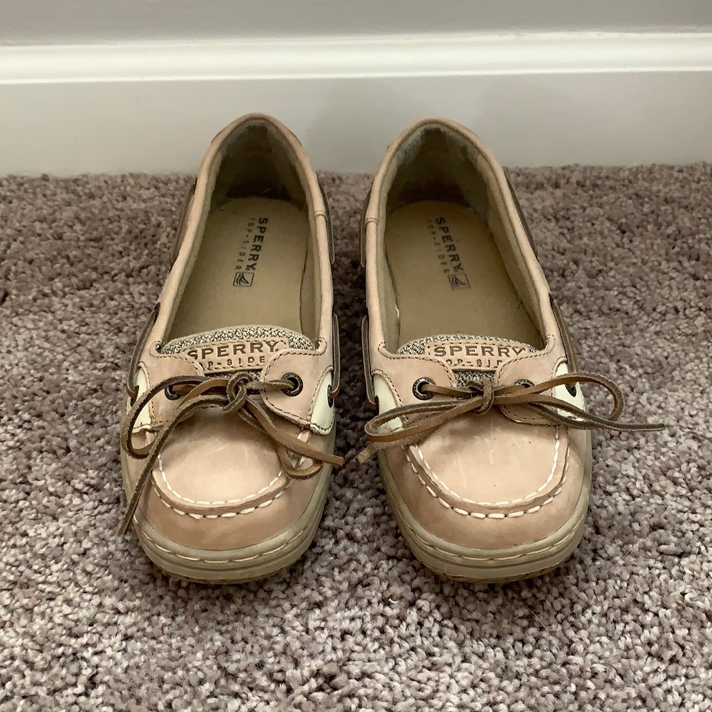 Sperry top slider boat shoes; leather